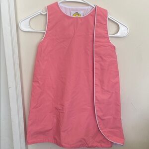 Girls' Pink Sleeveless A-Line Dress with White Piping